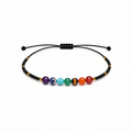 Pulsera Ajustable de los 7 Chakras con Mostacillas Negras