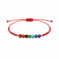 Pulsera Ajustable de los 7 Chakras con Mostacillas Rojas
