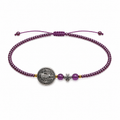 Pulsera Ajustable de San Benito con Cruz y Mostacillas Fucsia