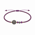 Pulsera Ajustable de San Benito con Cruz y Mostacillas Fucsia