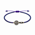 Pulsera Ajustable de San Benito con Cruz y Mostacillas Tornasol Azul-Morado
