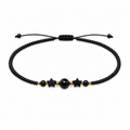 Pulsera Ajustable con Obsidiana, Onix y Mostasillas Negras