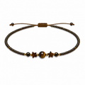 Pulsera Ajustable con Ojo de Tigre y Mostasillas Marrones