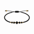 Pulsera Ajustable con Obsidiana, Onix y Mostasillas Negras