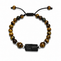 Pulsera Ajustable con Turmalina Negra y Ojo de Tigre