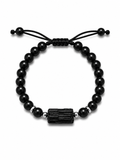 Pulsera Ajustable con Turmalina Negra y Obsidiana