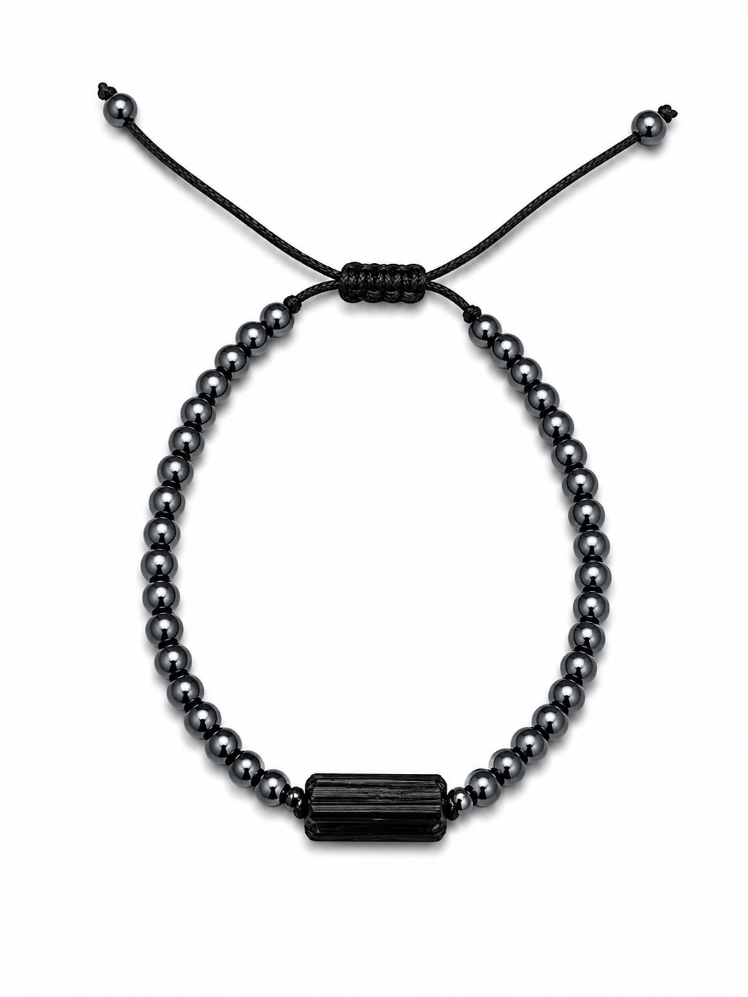 Pulsera Ajustable con Hematita y Turmalina Negra