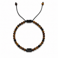 Pulsera Ajustable con Ojo de Tigre y Turmalina Negra