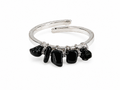 Anillo Ajustable Plateado con Obsidiana Natural