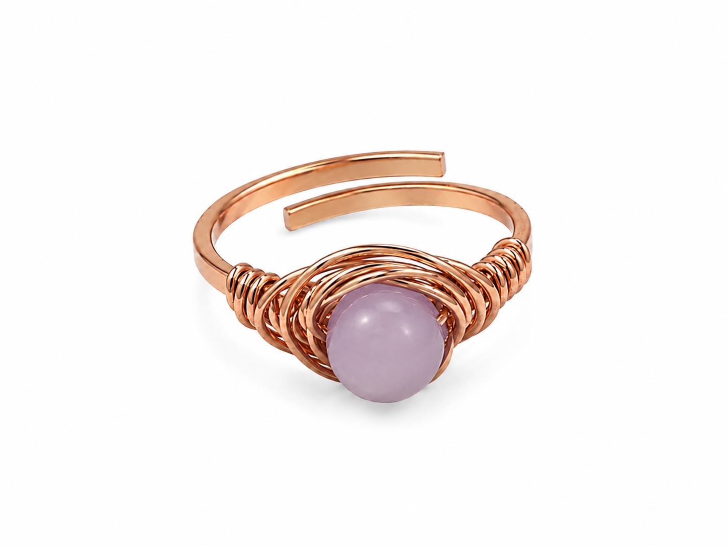 Anillo Ajustable de Cobre con Amatista Natural