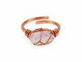 Anillo Ajustable de Cobre con Cuarzo Rosa en Bruto