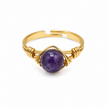 Anillo Ajustable Dorado con Amatista Natural