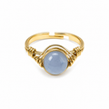 Anillo Ajustable Dorado con Celestina Natural