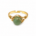 Anillo Ajustable Dorado con Jadeíta Natural