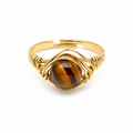 Anillo Ajustable Dorado con Ojo de Tigre Natural