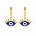 Aretes de Acero Dorado Ojo Turco Azul para Protección