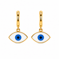 Aretes de Acero Dorado Ojo Turco Blanco para Protección