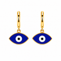 Aretes de Acero Ojo Turco Azul Dorado para Protección