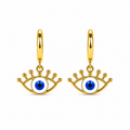 Aretes de Acero Ojo Turco Azul Dorado para Protección y Buenas Energías