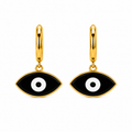 Aretes de Acero Ojo Turco Negro Dorado para Protección