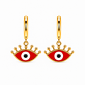 Aretes de Acero Dorado Ojo Turco Rojo para Protección