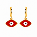 Aretes de Acero Dorado Ojo Turco Rojo para Protección