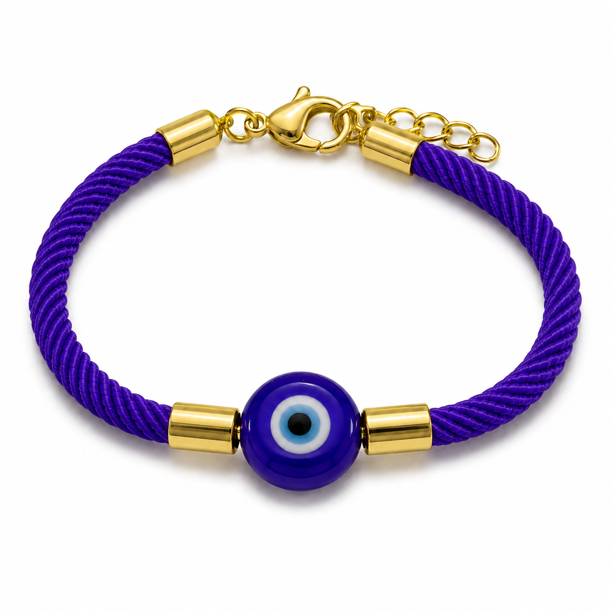 Pulsera Azul con Ojo Turco y Acero Dorado