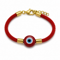 Pulsera Roja con Ojo Turco y Acero Dorado