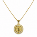Collar de Acero Dorado con Medalla de San Benito