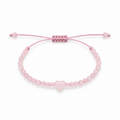 Pulsera Ajustable de Cuarzo Rosa con Corazón