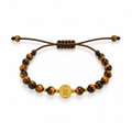 Pulsera Ajustable con Ojo de Tigre y Medalla de San Benito