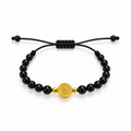 Pulsera Ajustable con Obsidiana y Medalla de San Benito