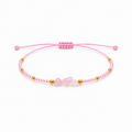 Pulsera Ajustable con Cuarzo Rosa y Mostacillas Rosadas
