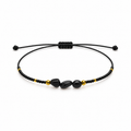 Pulsera Ajustable con Obsidiana y Mostacillas Negras