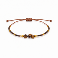 Pulsera Ajustable con Ojo de Tigre y Mostacillas Marrones