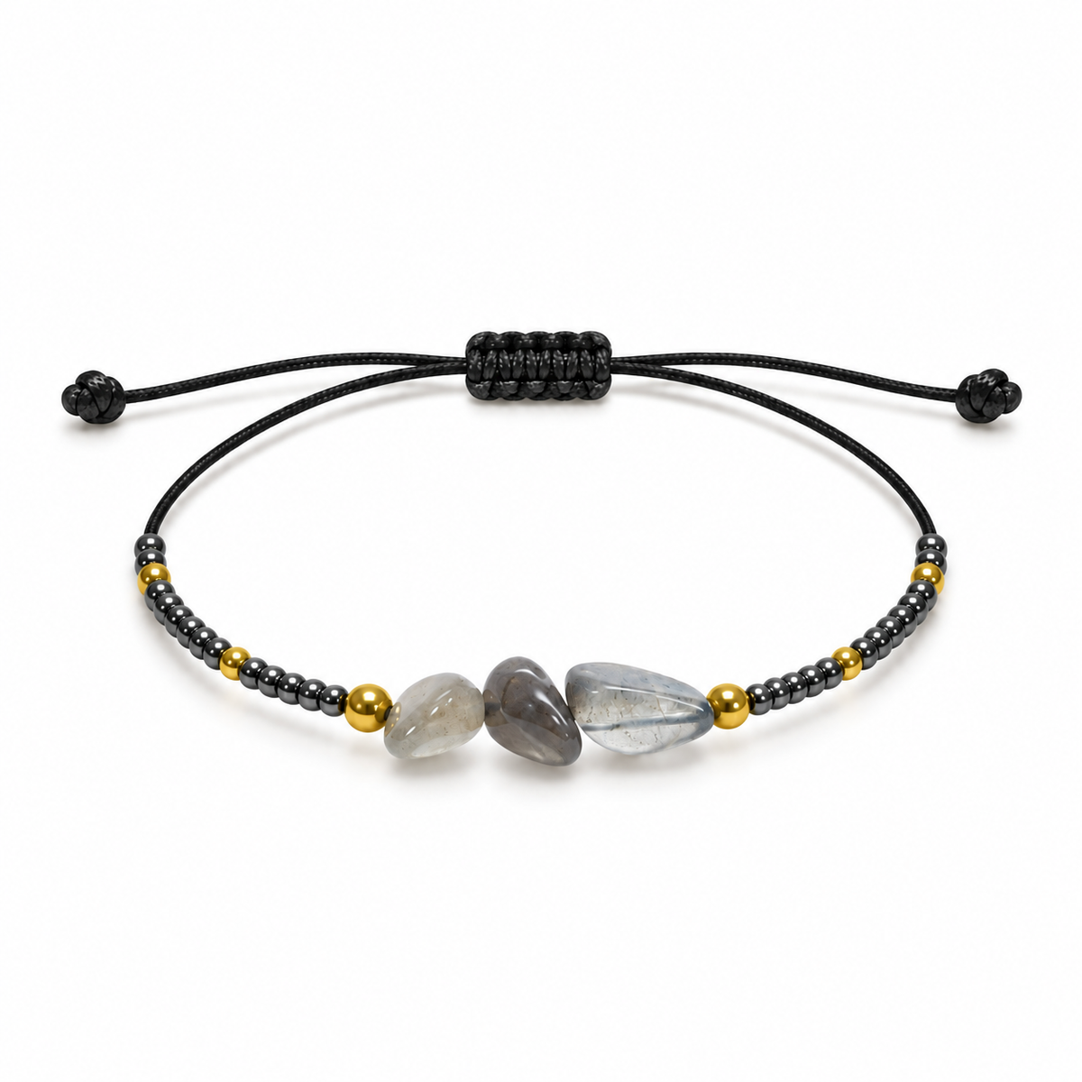 Pulsera Ajustable con Labradorita y Mostacillas Plomas