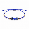 Pulsera Ajustable con Lapislázuli y Mostacillas Azules