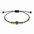 Pulsera Ajustable de Hematita con Mostacillas Negras