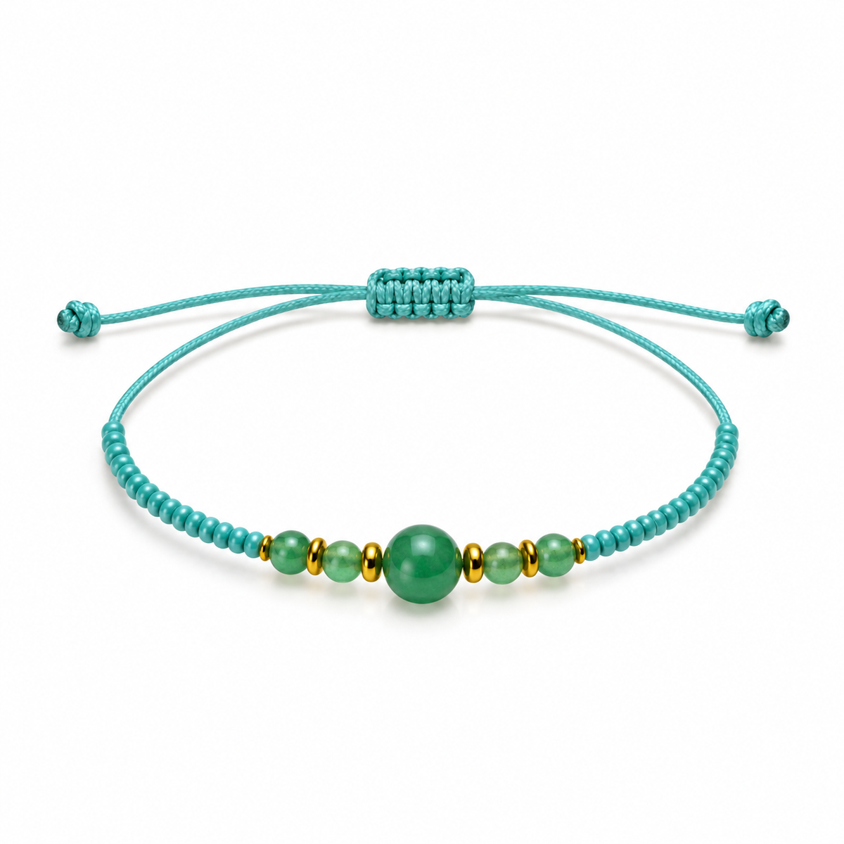 Pulsera Ajustable de Jade con Mostacillas Turquesa