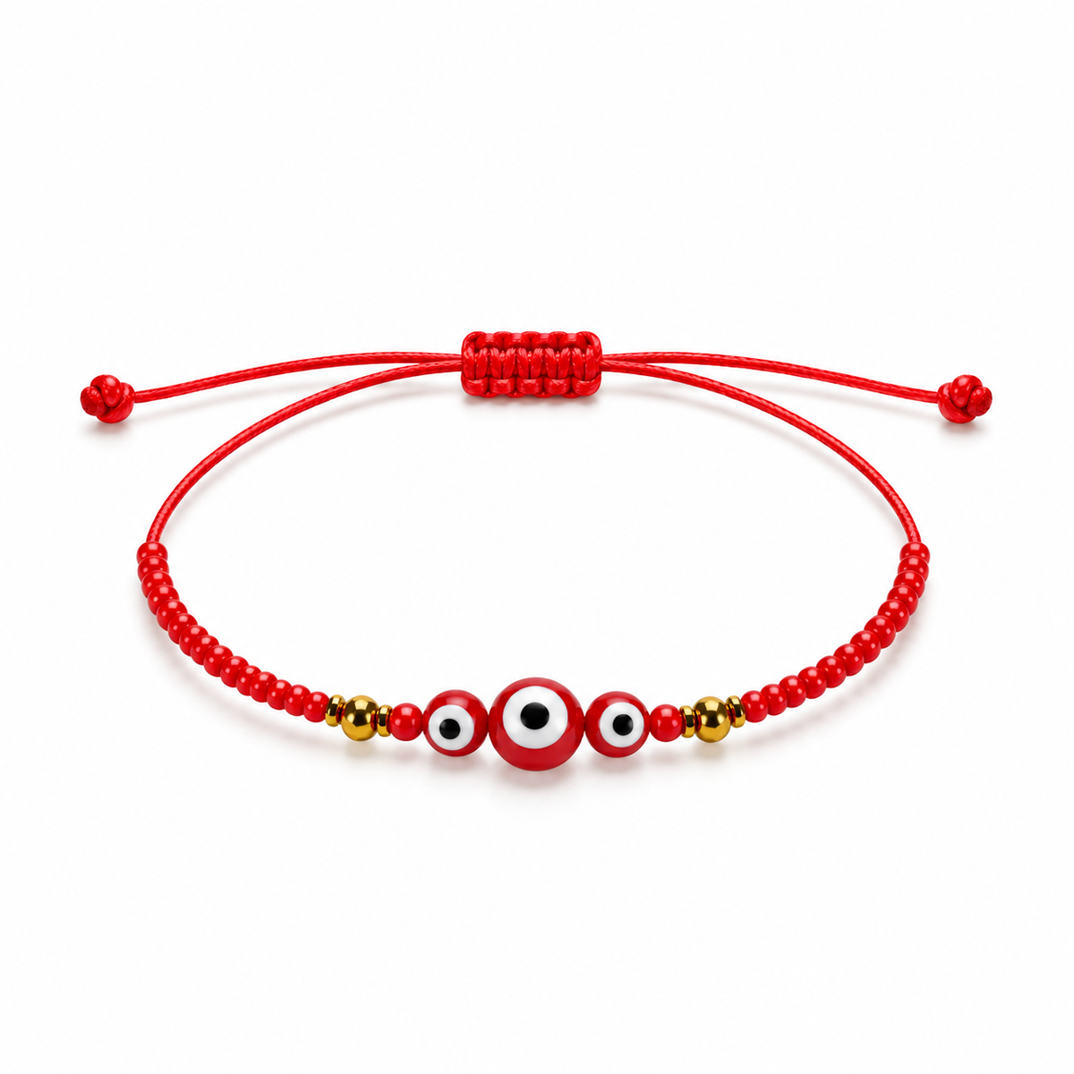 Pulsera Ajustable Roja con 5 Ojos Turcos