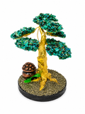 Árbol de Crisocola Natural en Cascajos sobre Base de Pirita