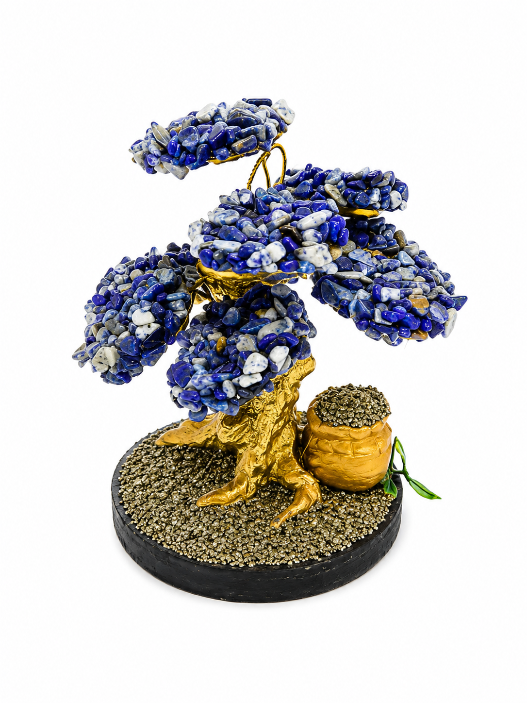 Árbol de Sodalita Natural en Cascajos sobre Base de Pirita