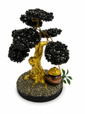 Árbol de Obsidiana Negra Natural sobre Base de Pirita