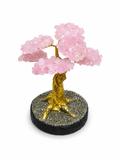 Árbol Mini de Cuarzo Rosa Natural en Cascajos sobre Base de Pirita