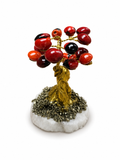 Árbol Mini de Huayruro Natural sobre Base de Cuarzo y Pirita