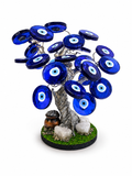 Árbol de Ojo Turco Grande con Cuarzo Blanco y Base Decorativa