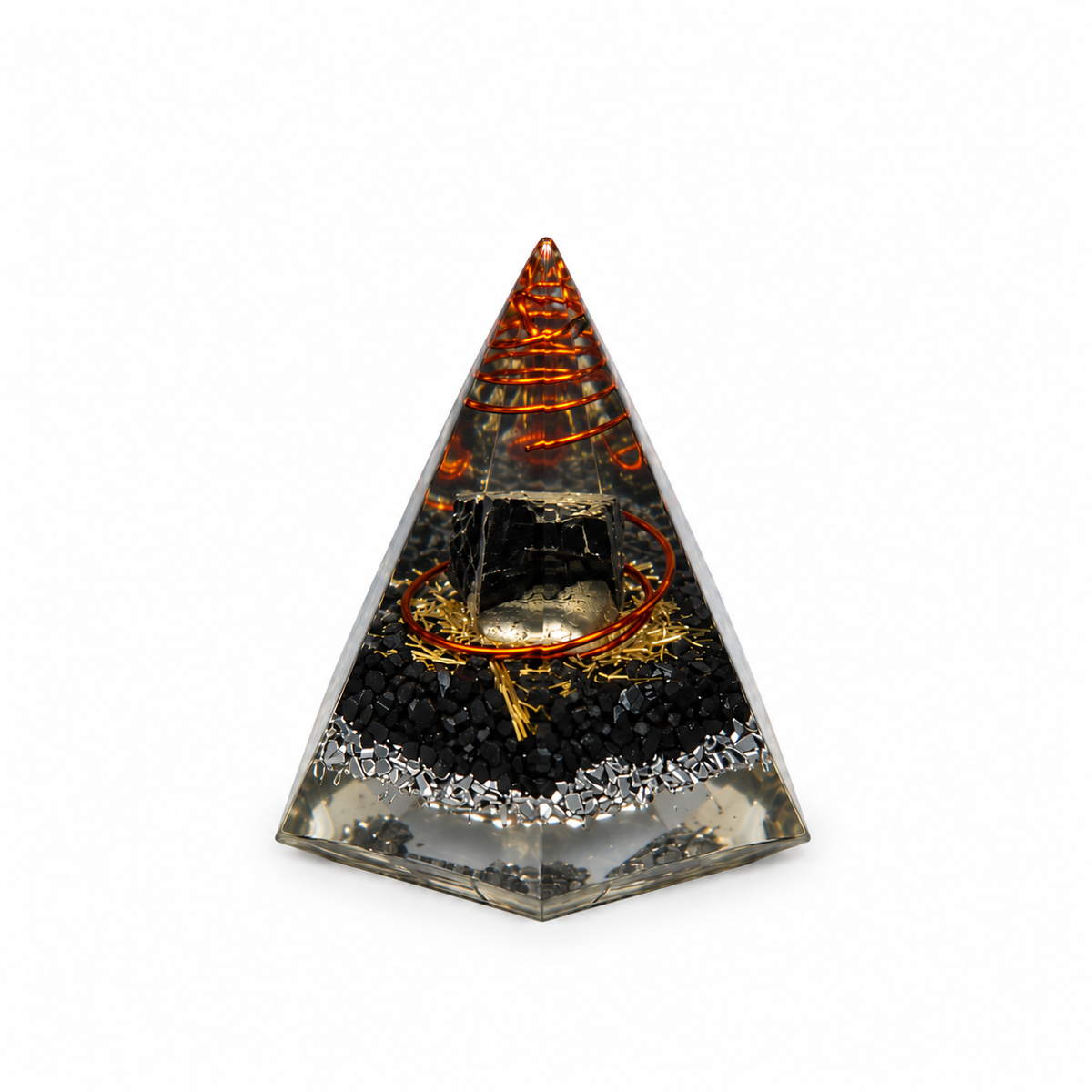 Pirámide Orgonita de Turmalina Negra de 6 cm