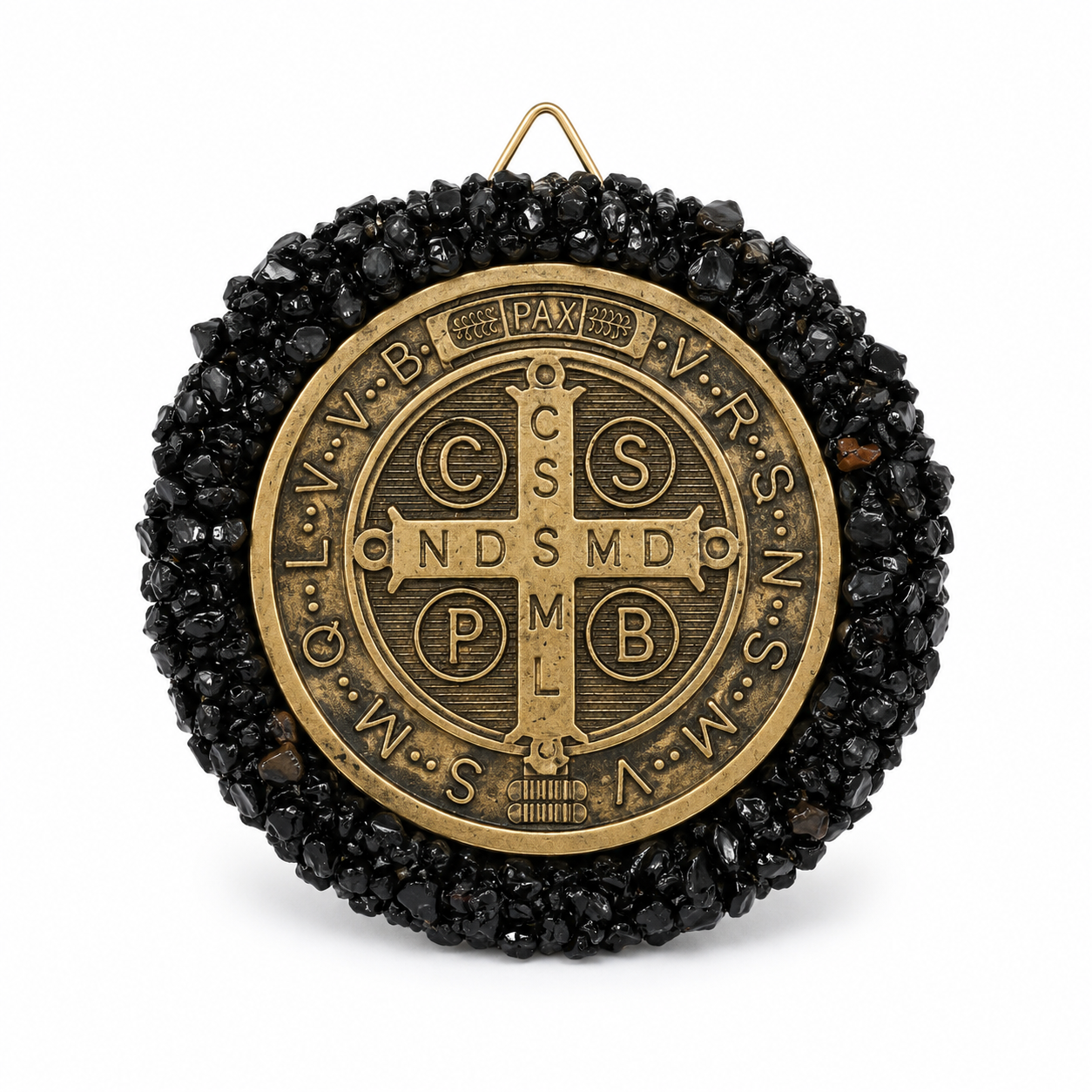 Medallón de San Benito con Obsidiana Natural – Protección Energética