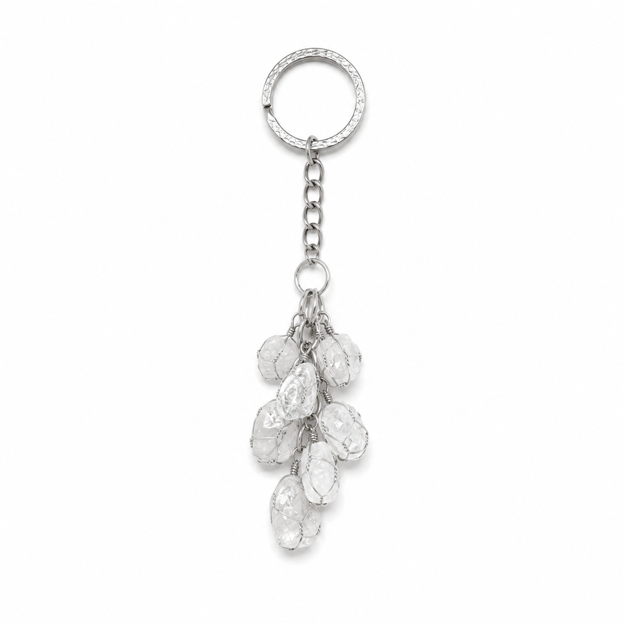 Llavero de Cuarzo Cristal Natural para Limpieza, Energía y Armonía