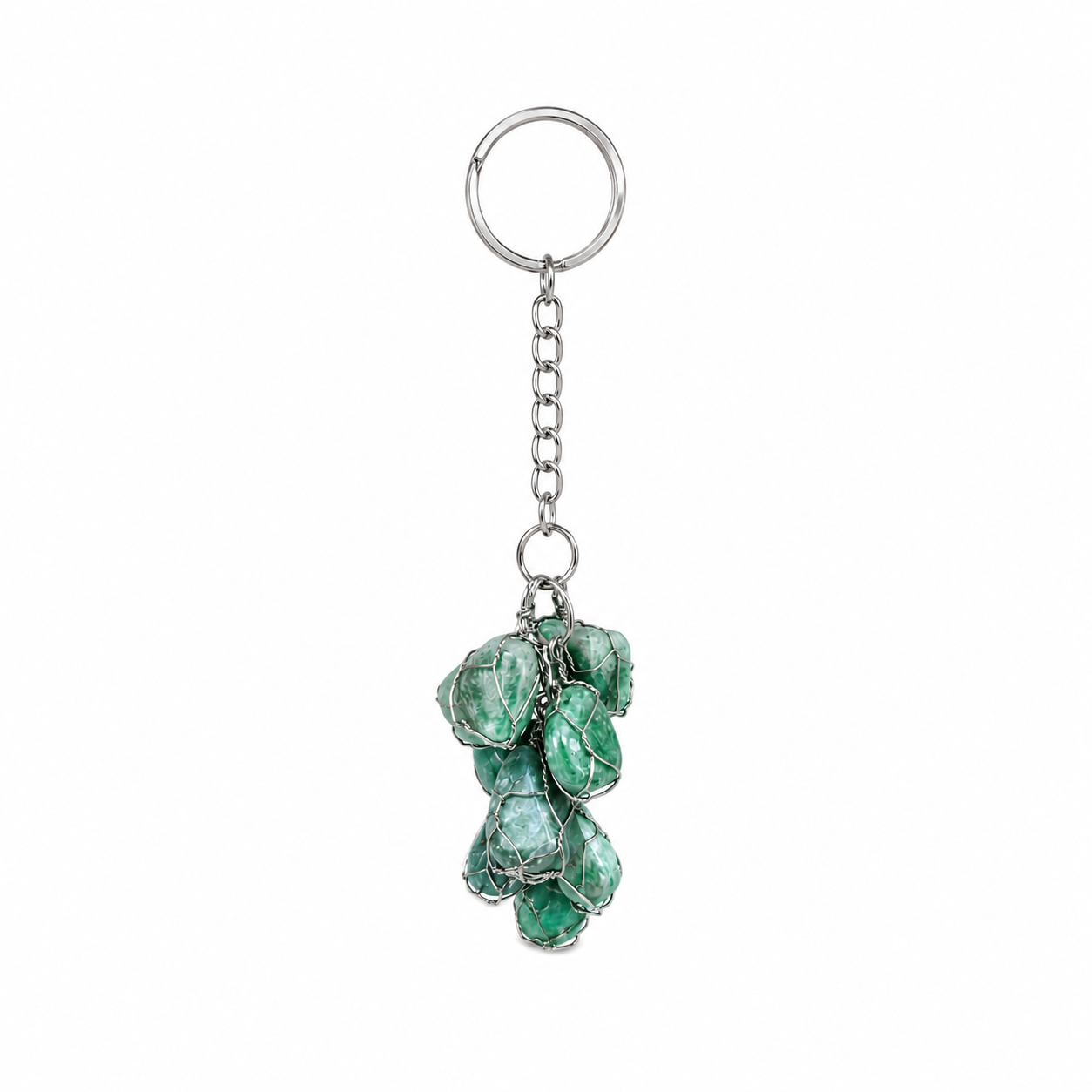 Llavero de Jadeíta Natural para Prosperidad, Armonía y Buena Fortuna